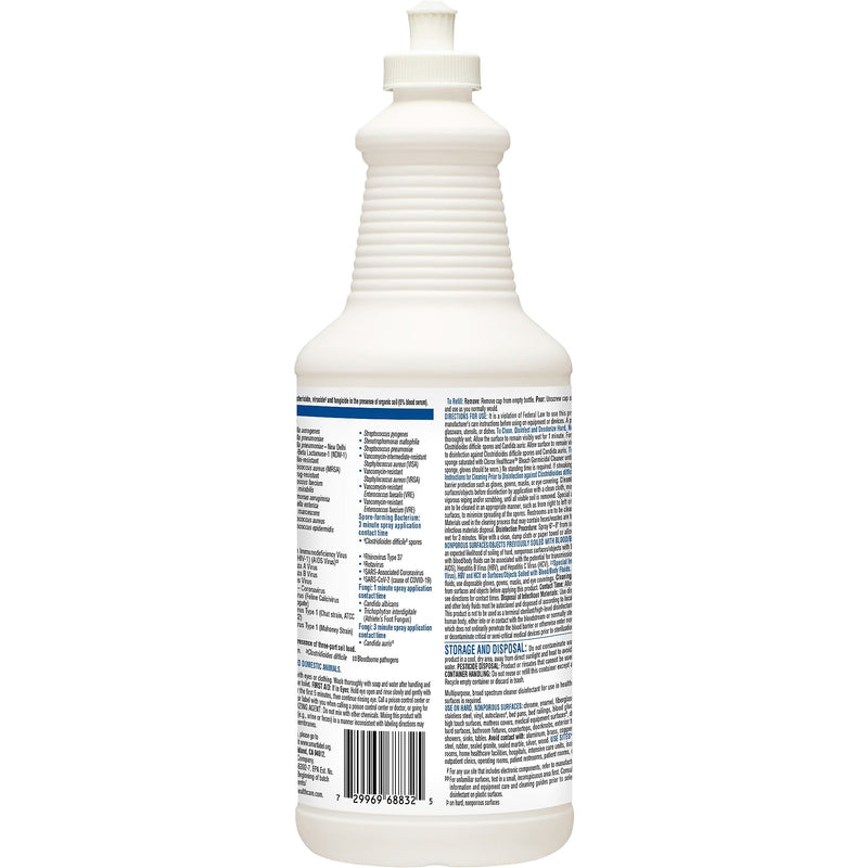 Clorox Healthcare Bleach Germicidal Cleaner, 32 oz., 6/Carton (CLO68832)
