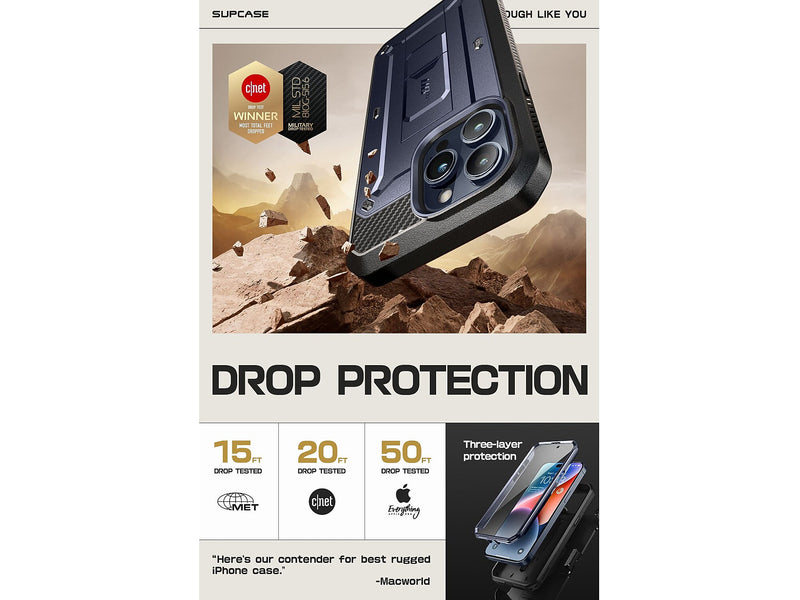 SUPCASE Unicorn Beetle PRO Rugged Case for iPhone 15 Pro Max, Shock-Absorbing, Dark Blue