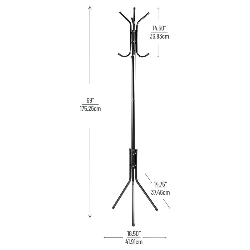 Mind Reader Freestanding Coat Rack, Multi-Hook Organizer, Black, Metal (CRACK11-BLK)