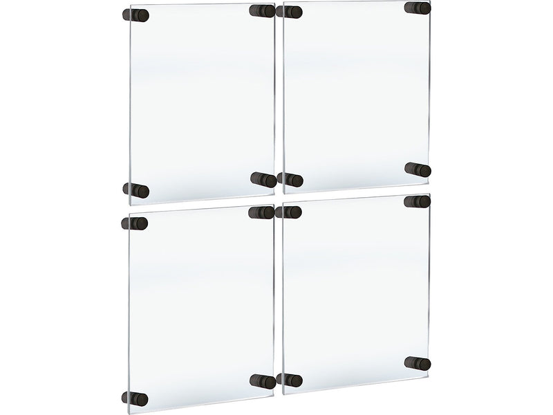 Azar Sign Holder, 15" x 21", Wall Mounted, Black, Acrylic, 4/Pack (105508-BLK-4PK)