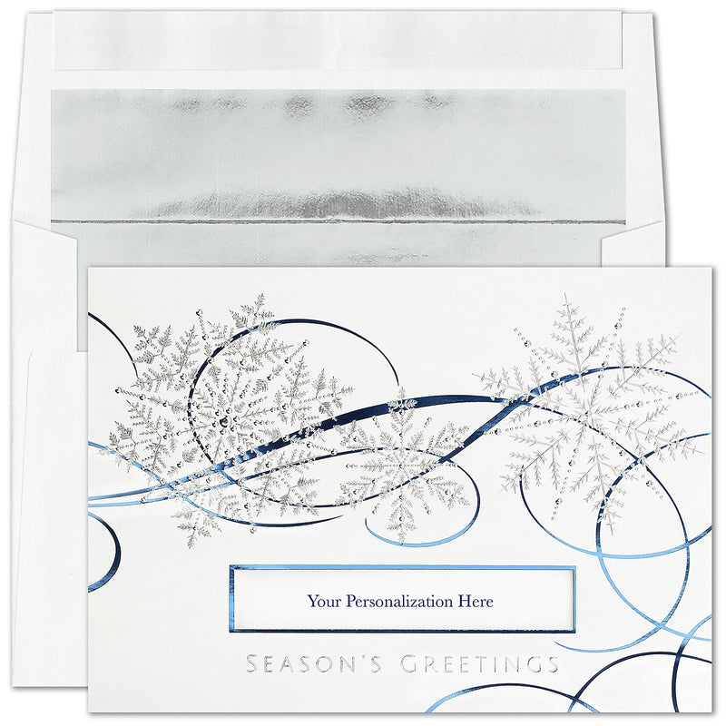 "Swirling Ice" Holiday Card w/ Silver Lined White Envelope, 50/BX