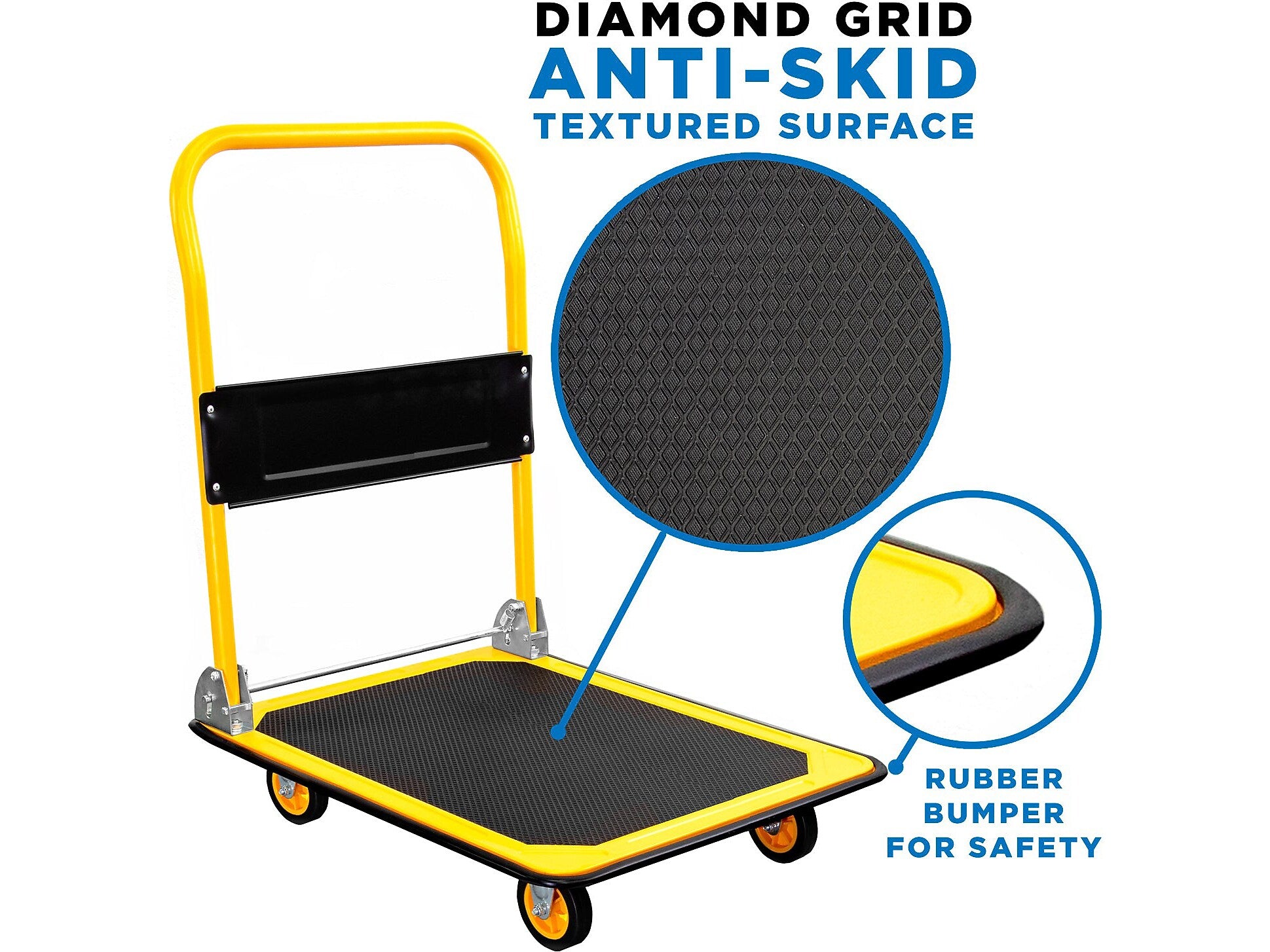 Mount-It! Foldable Flatbed with Swivel Wheels, 660 lb. Capacity, Black/Yellow (MI-921)