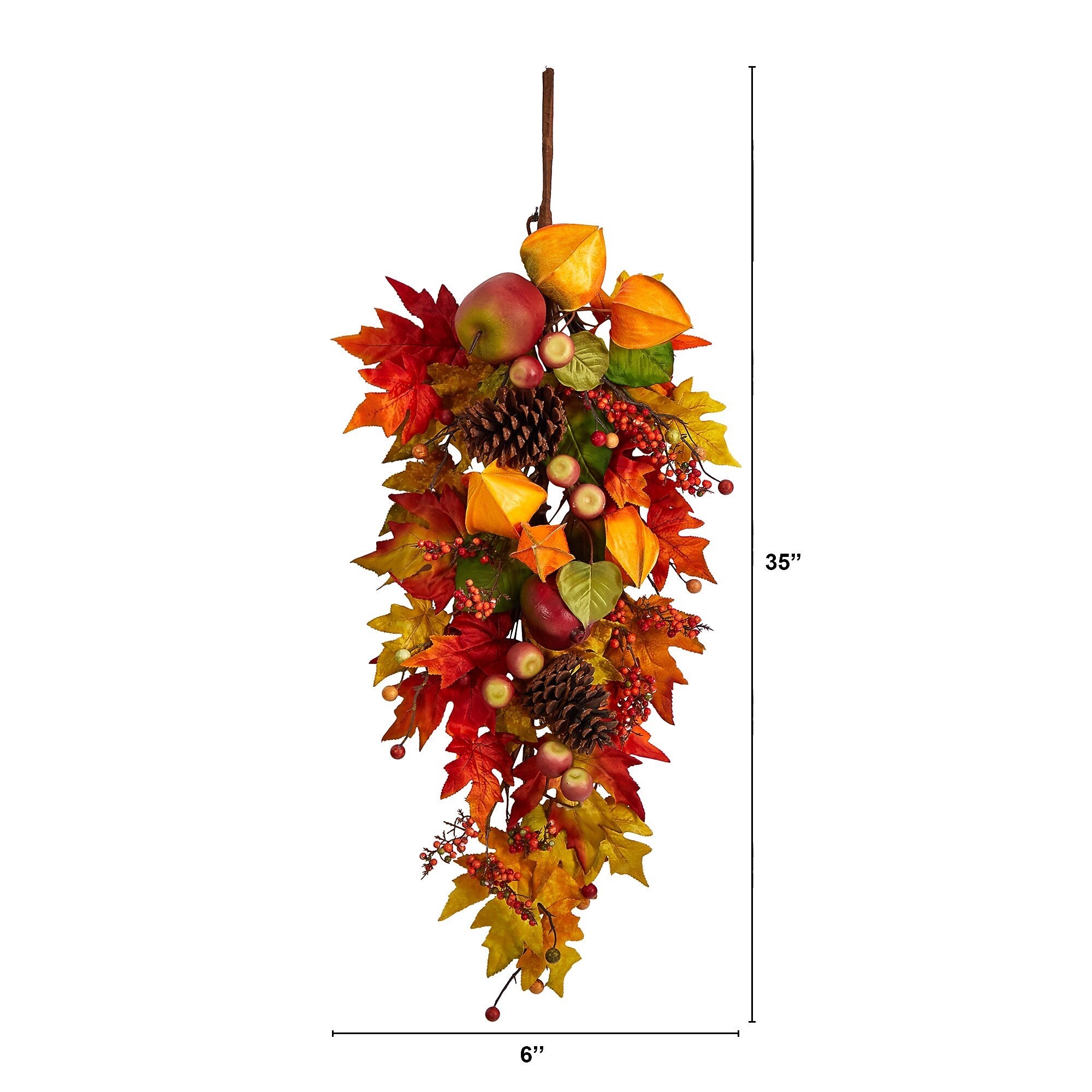 Nearly Natural 35" Autumn Maple Leaf and Berries Fall Teardrop (W1231)