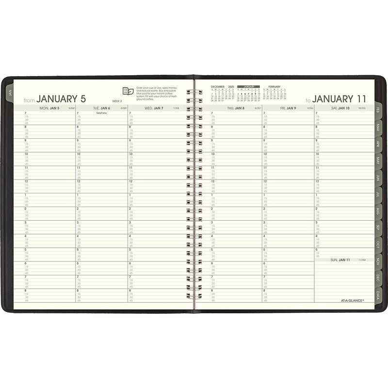 2026 AT-A-GLANCE Recycled 7" x 8.75" Weekly & Monthly Appointment Book, Faux Leather Cover, Black (70-951G-05-26)