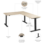 Bush Business Furniture Move 60 Series 60"W L Shaped Adjustable Standing Desk, Natural Elm (M6SL6078NEBK)