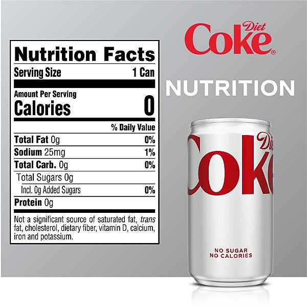 Coca-Cola Mini Diet Coke Soda, 7.5 oz., 24/Carton (00049000061055)