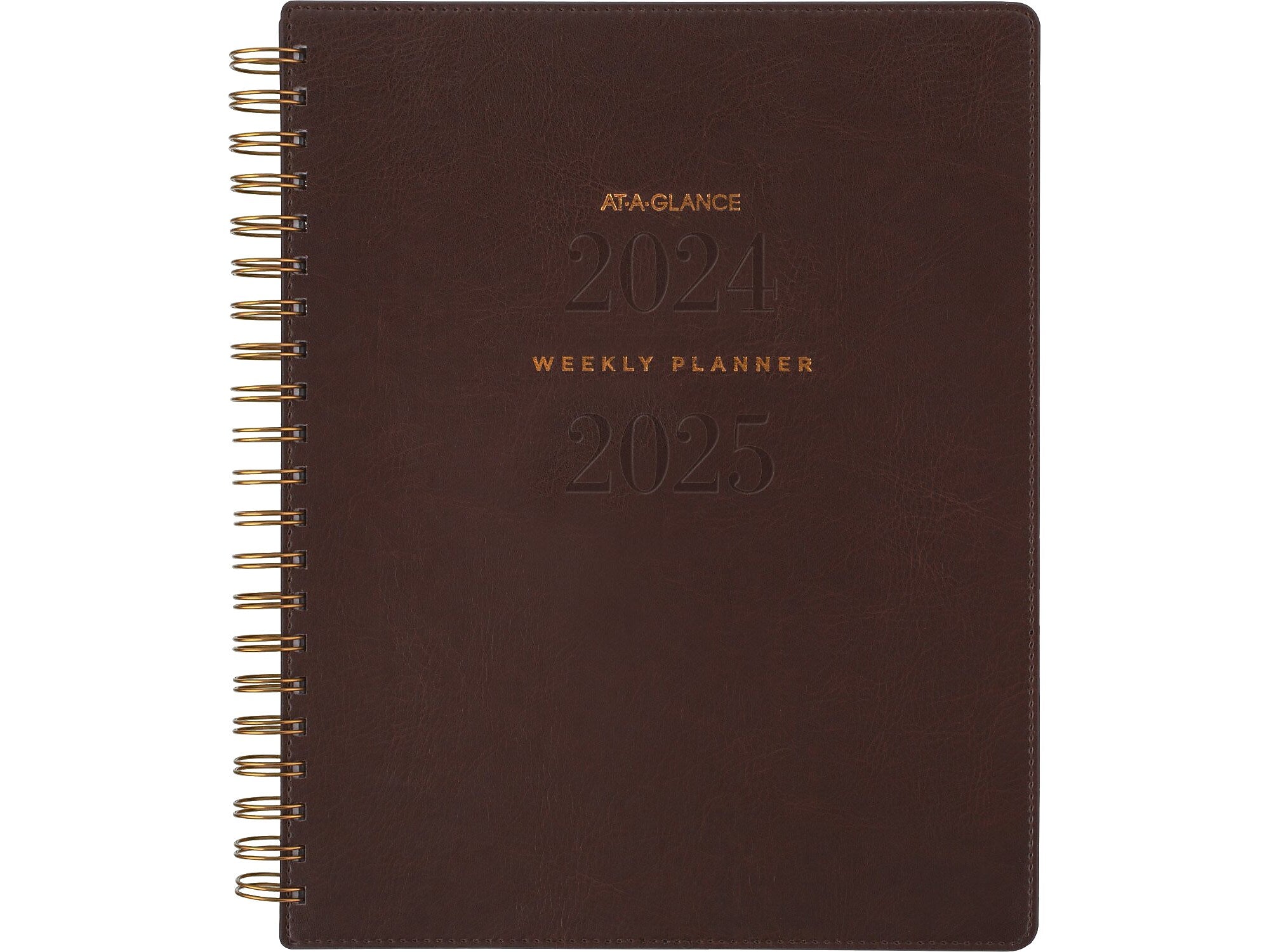 2024-2025 AT-A-GLANCE Signature 8.5" x 11" Academic Weekly & Monthly Planner, Faux Leather Cover, Distressed Brown