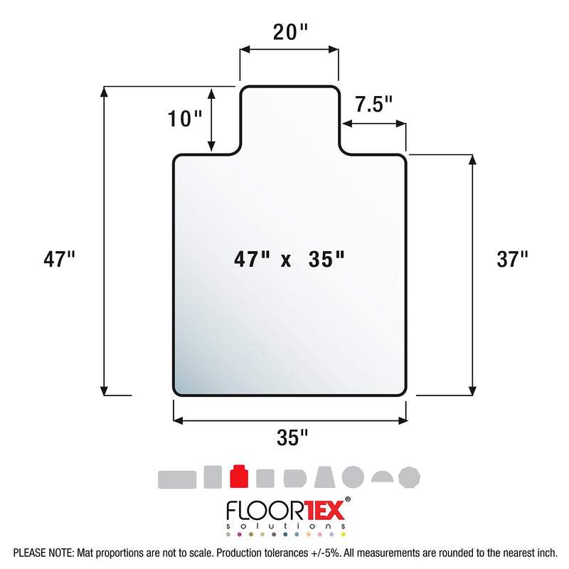 Floortex Cleartex Ultimat Lipped Chair Mat for Carpets up to 1/2", 35" x 47", Clear Polycarbonate (FC118923LR)