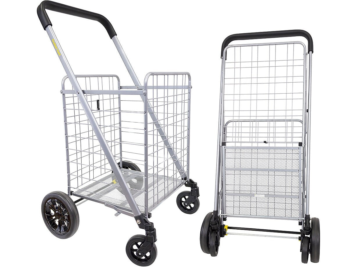 Dbest Cruiser Cart Deluxe 2 Steel Mobile Folding Utility Cart with Swivel Wheels, Silver (01-869)
