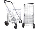 Dbest Cruiser Cart Deluxe 2 Steel Mobile Folding Utility Cart with Swivel Wheels, Silver (01-869)