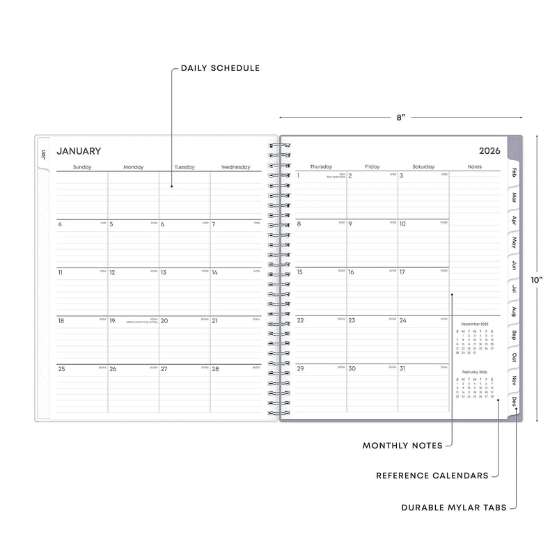 Planning Calendar BS Rue Du Flore Frosted PP 8x10 RY26 Monthly Safety Wirebound -