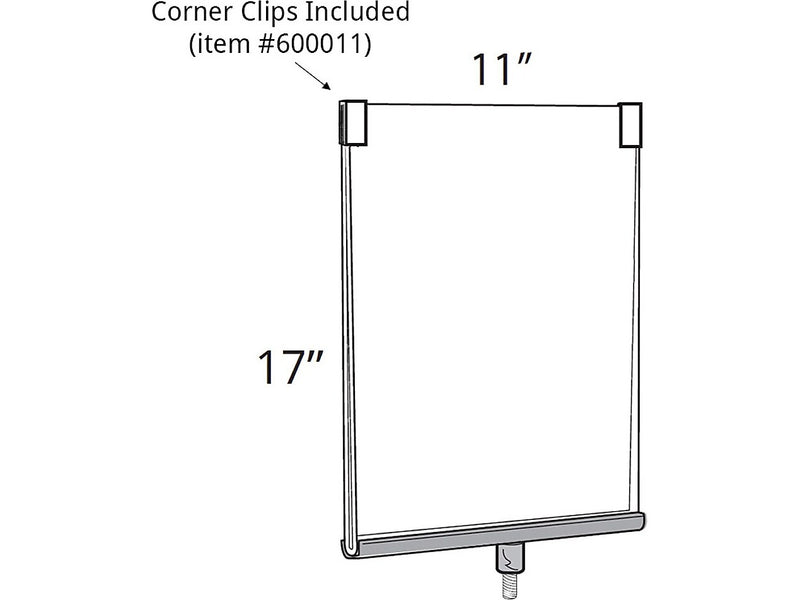 Azar Sign Holder, 15" x 45", Vertical, Freestanding, Clear/Silver, Acrylic (300847)