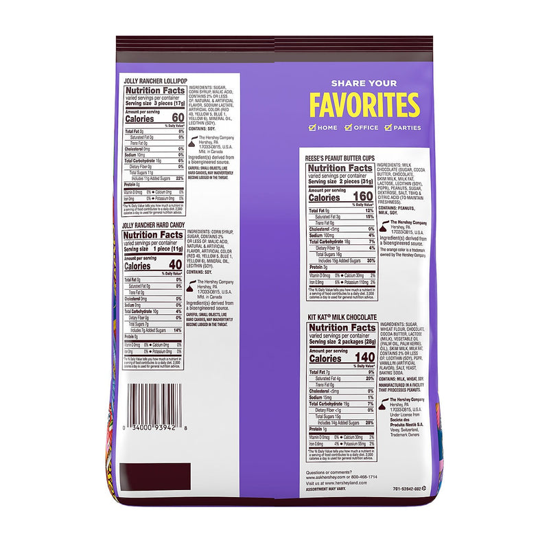 Hershey's Sweets & Chocolate Candy Variety Party Pack, 34.19 oz (HEC93942)