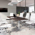 Bush Business Furniture 96W x 42D Boat Shaped Conference Table with Metal Base, Storm Gray (99TBM96SGSVK)