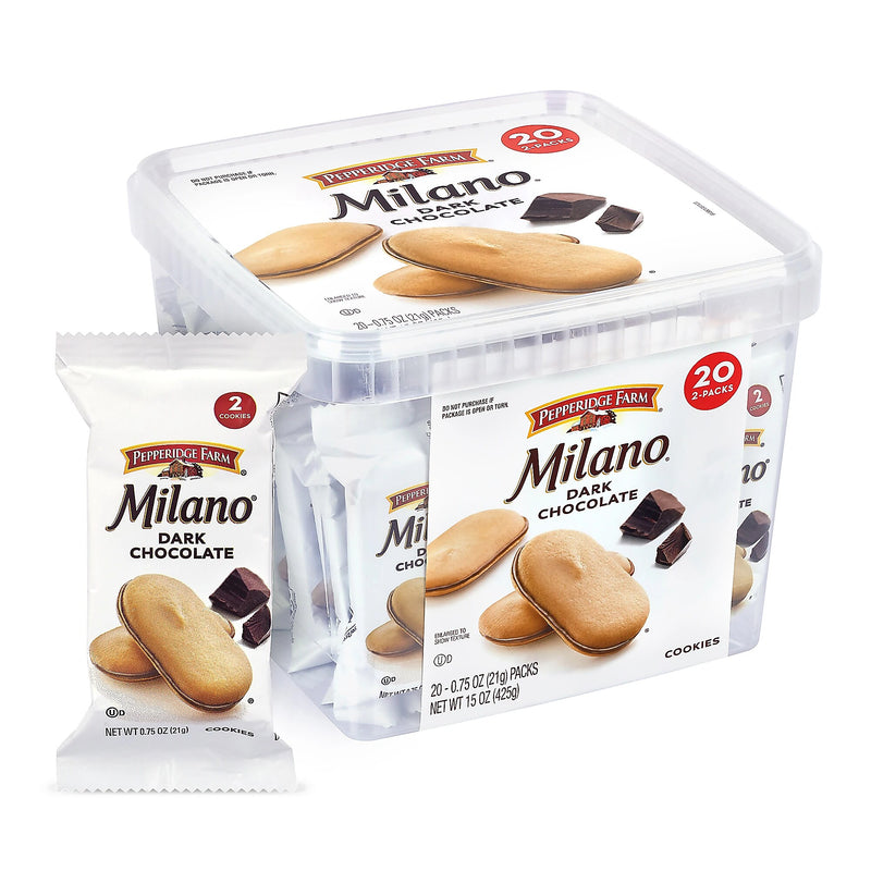 Pepperidge Farm Double Dark Chocolate Milano Cookies, 0.75 oz, 20/Pack (220-02248)