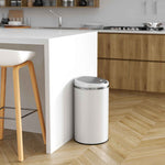 iTouchless Stainless Steel Round Sensor Trash Can with AbsorbX Odor Control System, White, 8 Gal. (MT08RW)