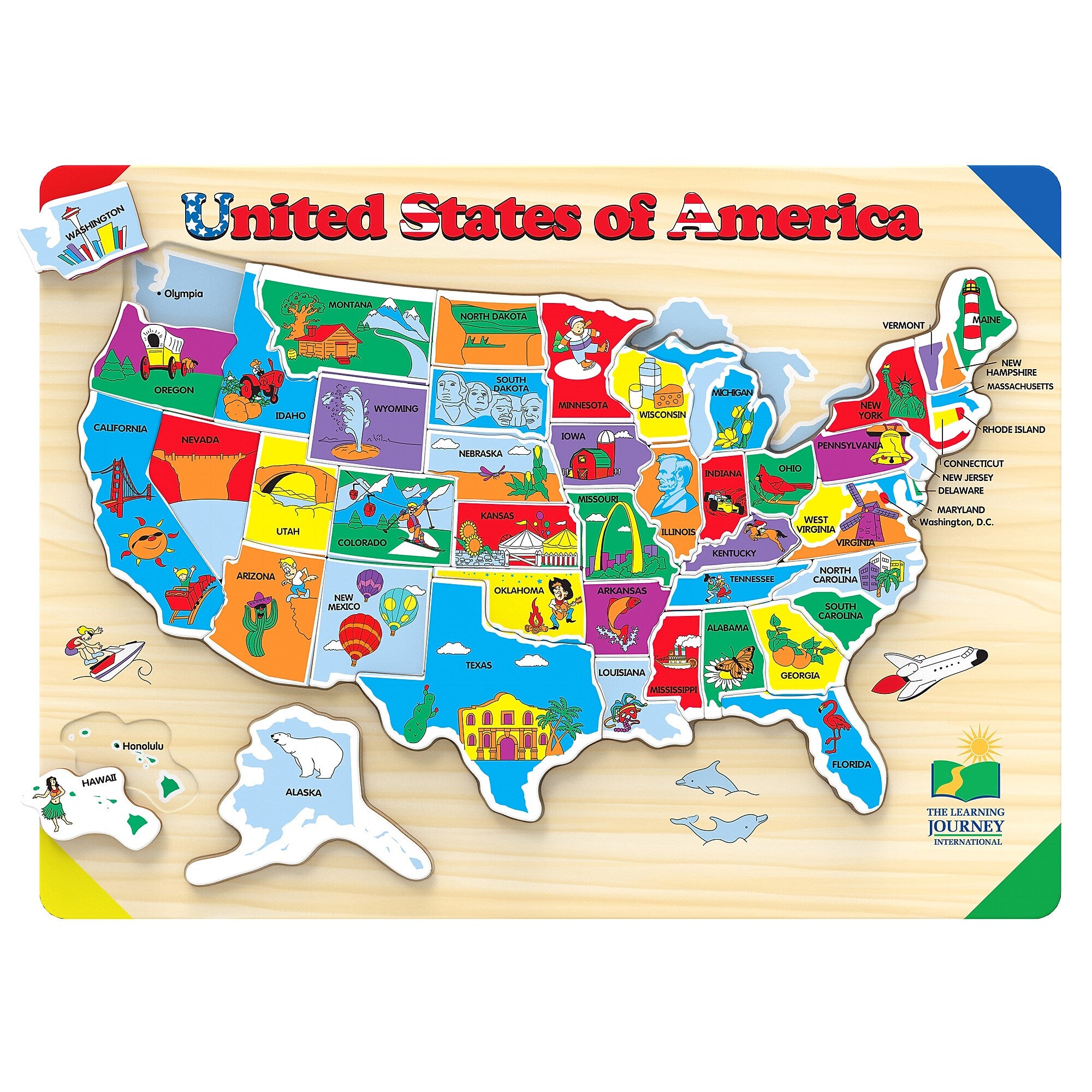 The Learning Journey International 40-Piece Lift & Learn USA Map Puzzle (LJI501726)