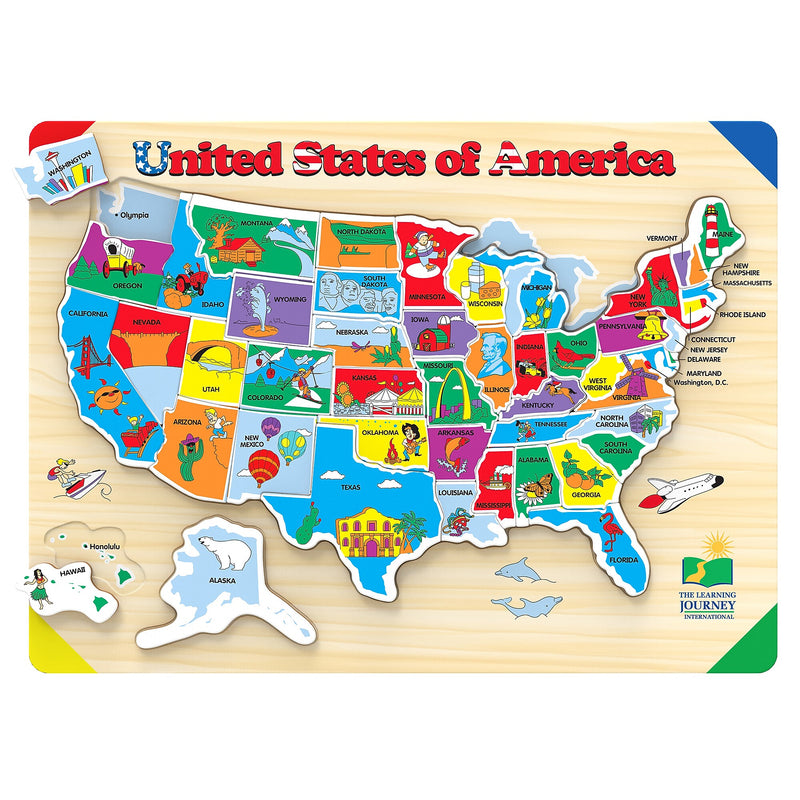 The Learning Journey International 40-Piece Lift & Learn USA Map Puzzle (LJI501726)