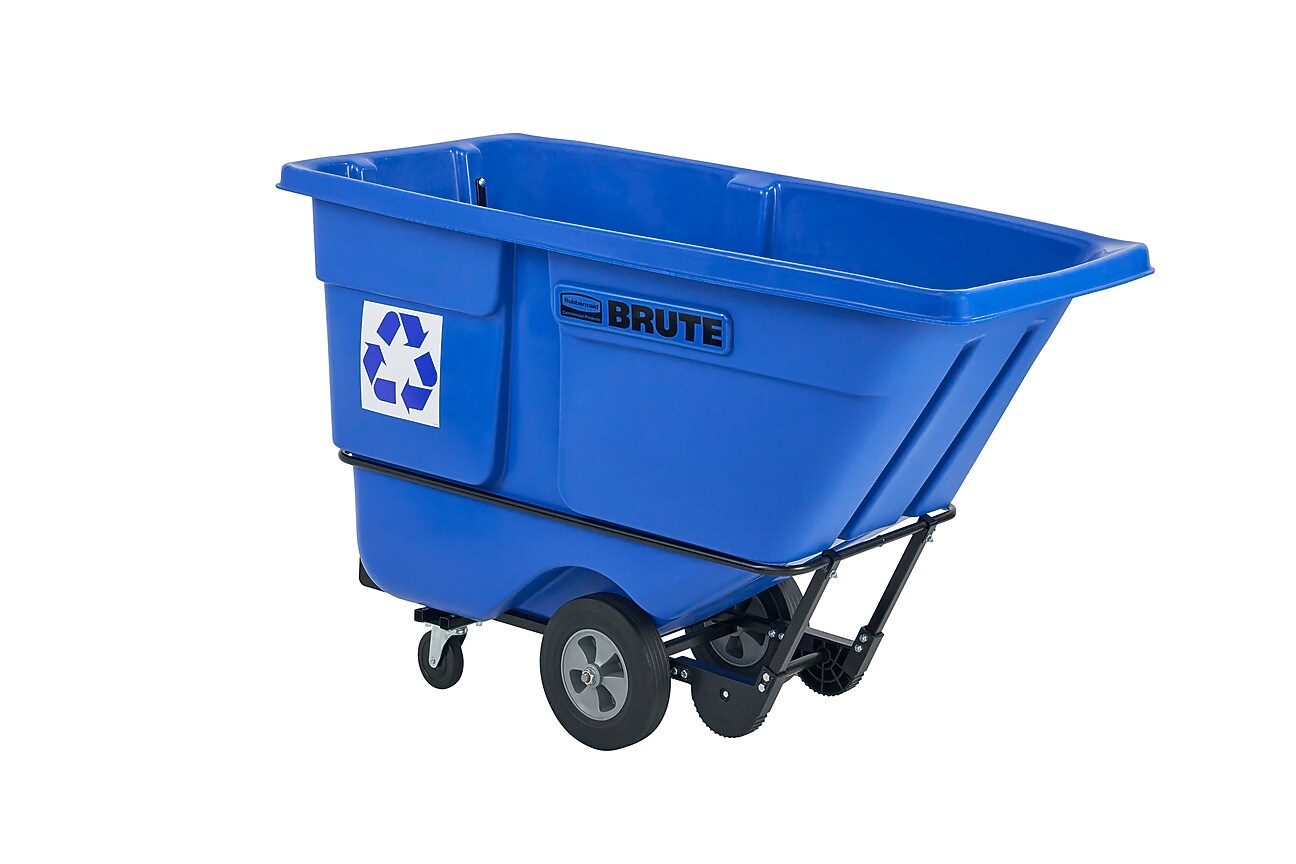 Rubbermaid Commercial Rotomolded Recycling Tilt Truck, Rectangular, Plastic with Steel Frame, Blue (RCP2089826)