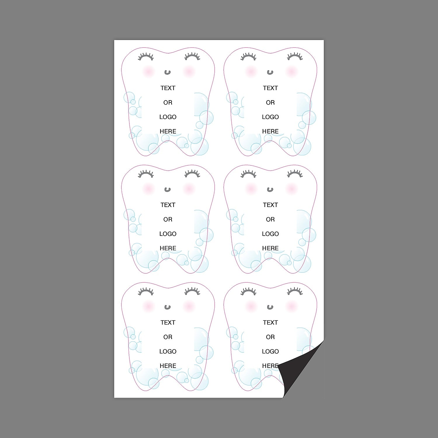 Full Color Magnetic Sign, Tooth, Vertical, 6 Pieces