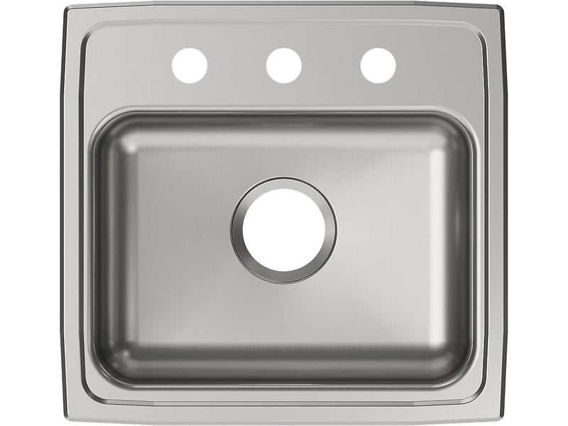 Elkay Lustertone Classic 3-Hole Single-Bowl Drop In Sink, 5.5" x 19" x 18", Stainless Steel, Lustrous Satin (LRAD1918553)
