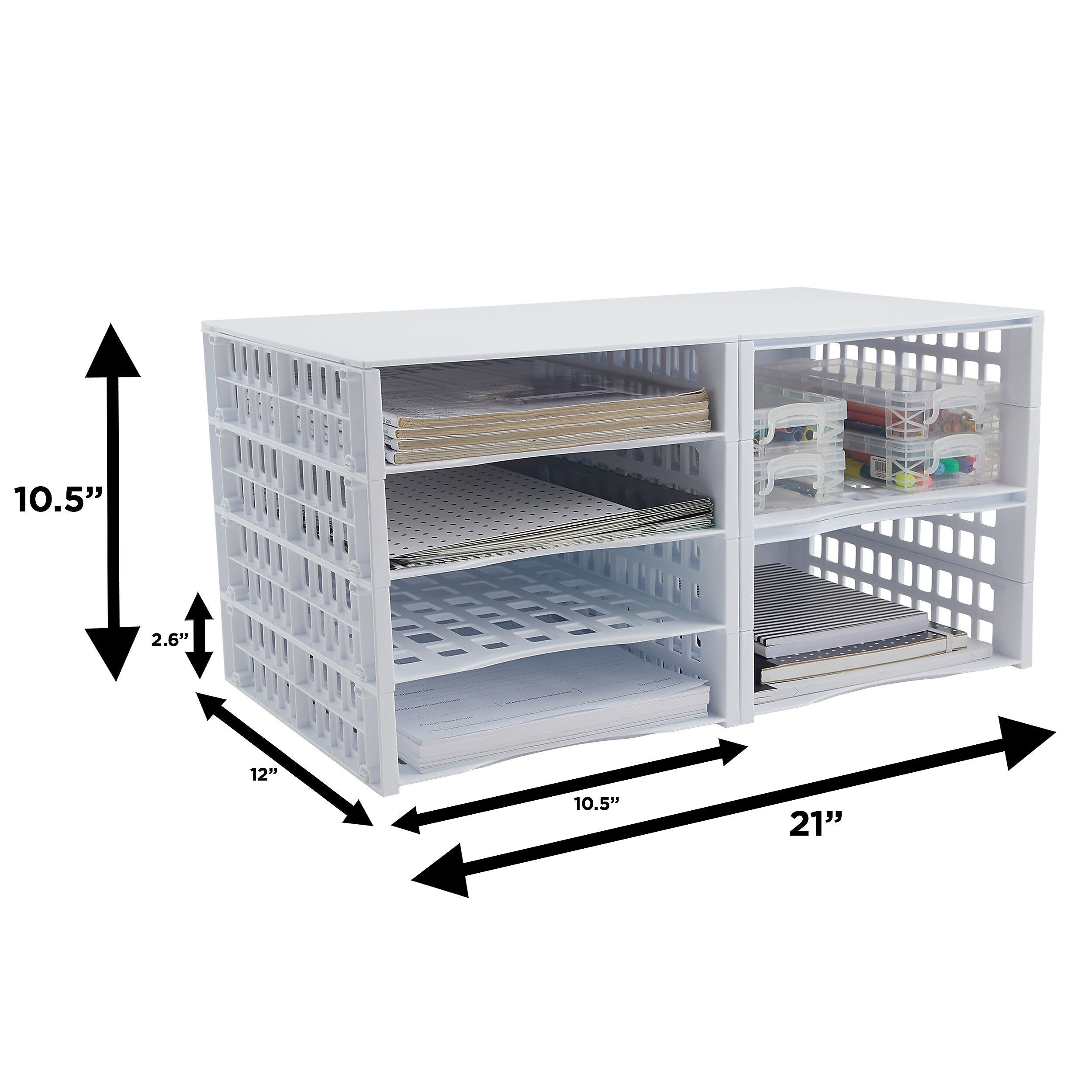 Thinkspace Literature organizer 8-Compartment Literature Organizers, 21" x 12.25", White (39444)