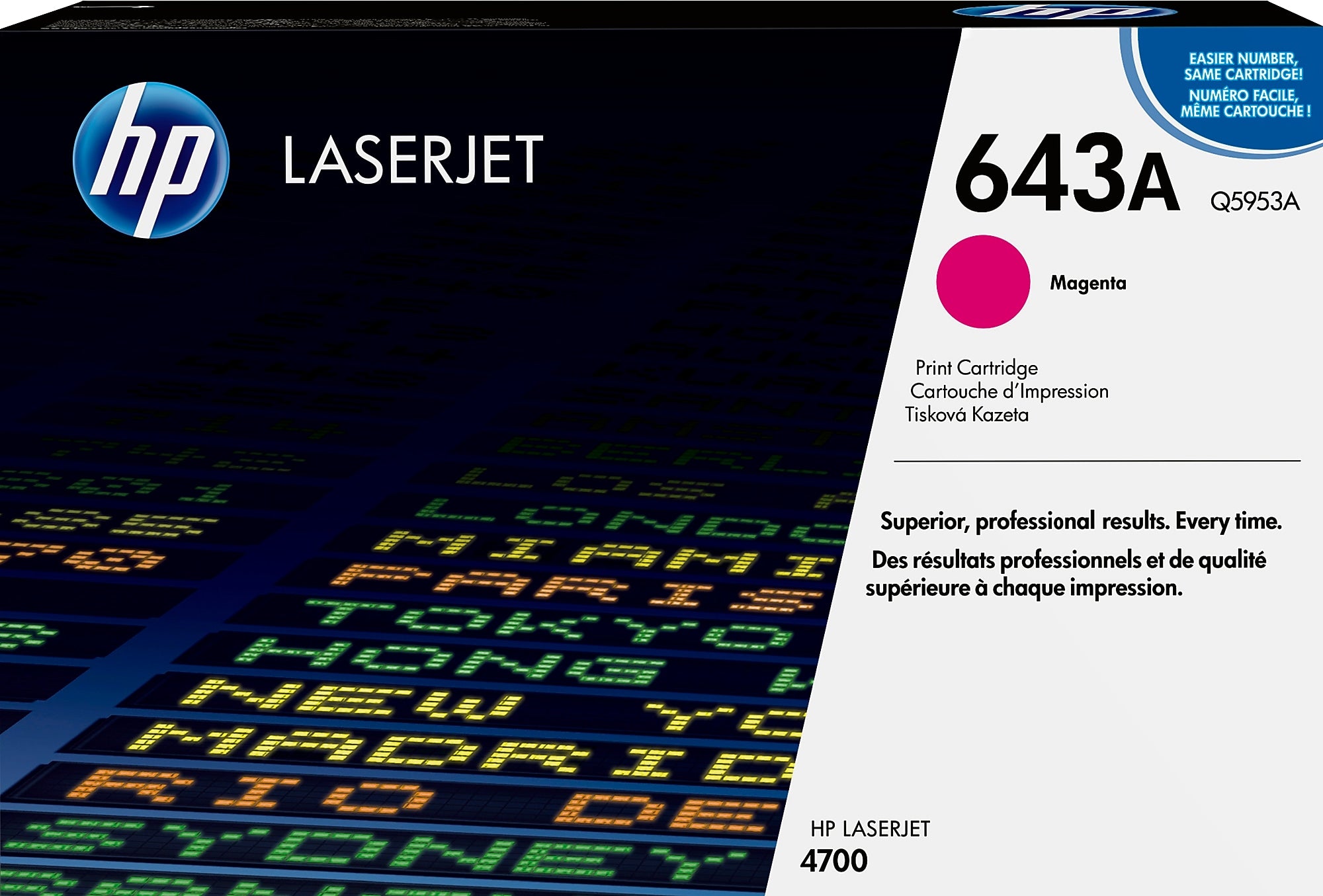 HP 643A Magenta Standard Yield Toner Cartridge, Prints Up to 10,000 Pages (q5953a)