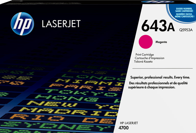 HP 643A Magenta Standard Yield Toner Cartridge, Prints Up to 10,000 Pages (q5953a)