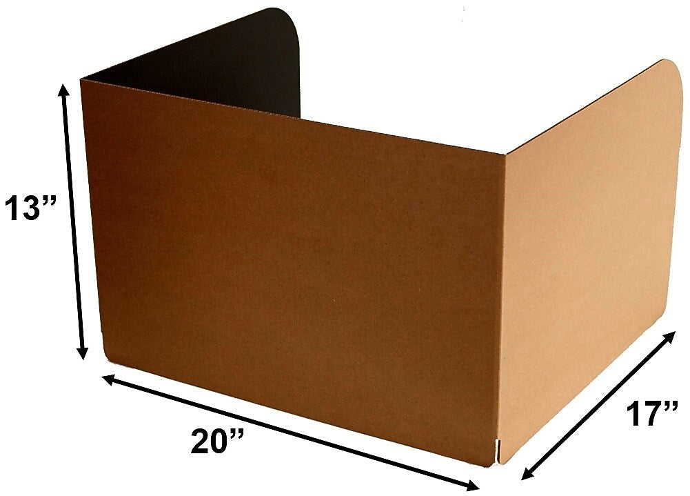 Classroom Products Foldable Cardboard Freestanding Privacy Shield, 13"H x 20"W, Black/Kraft, 30/Box (1330 BK)
