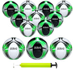 Xcello Sports Size 3 Soccer Balls with Pump, Black/Green/Silver and White/Green/Silver, 12/Pack (SB-S3-12-ASST-7)