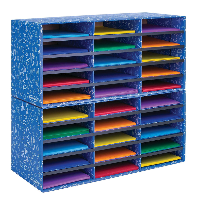 Bankers Box Classroom collection, 30-Compartment Literature Organizers, 28.5" x 12.375", Blue (3384401)