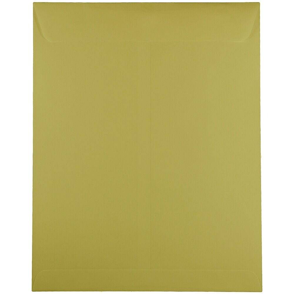 JAM Paper Booklet Envelope 10" x 13", Chartreuse Green, 100/Pack (212813512d)