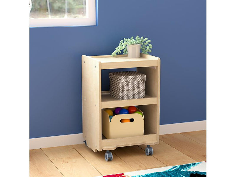 Flash Furniture Bright Beginnings Mobile 3-Tier Storage Cart, 25"H x 16"W x 16"D, Natural Birch Plywood (MK-KE24084-GG)