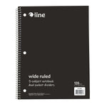 C-Line 3-Subject Notebooks, Wide Ruled, 120 Sheets, Assorted Colors, 3/Bundle (CLI22046-3)