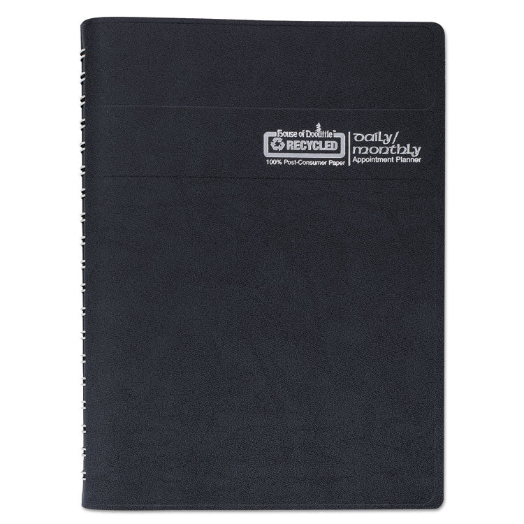24/7 Recycled Daily Appointment Book/Monthly Planner, 10 x 7, Black Cover, 12-Month (Jan to Dec): 2025