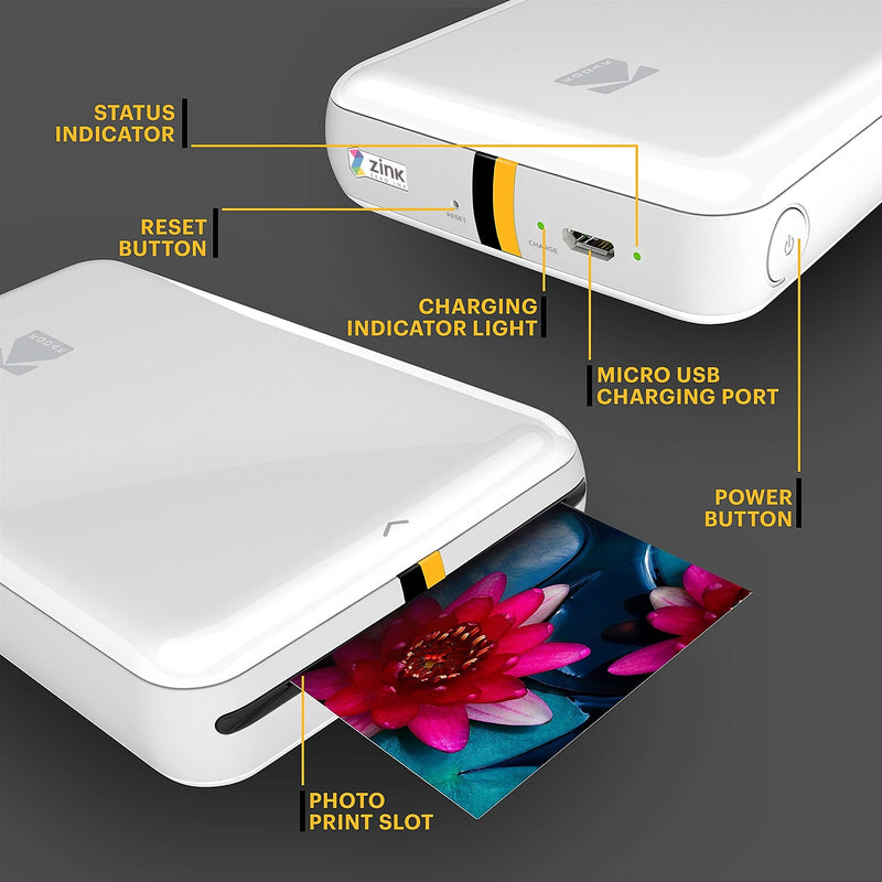 Kodak Step Mobile Zero Ink Instant Photo Printer, Single-Function, White (RODMP20AMZW)