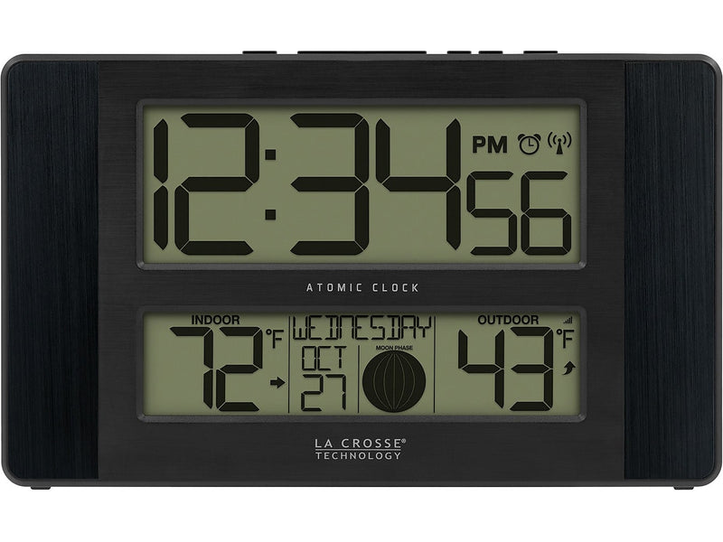 La Crosse Technology Atomic Digital Wall/Table Clock, 11.1" x 6.5" (513-1417BS)