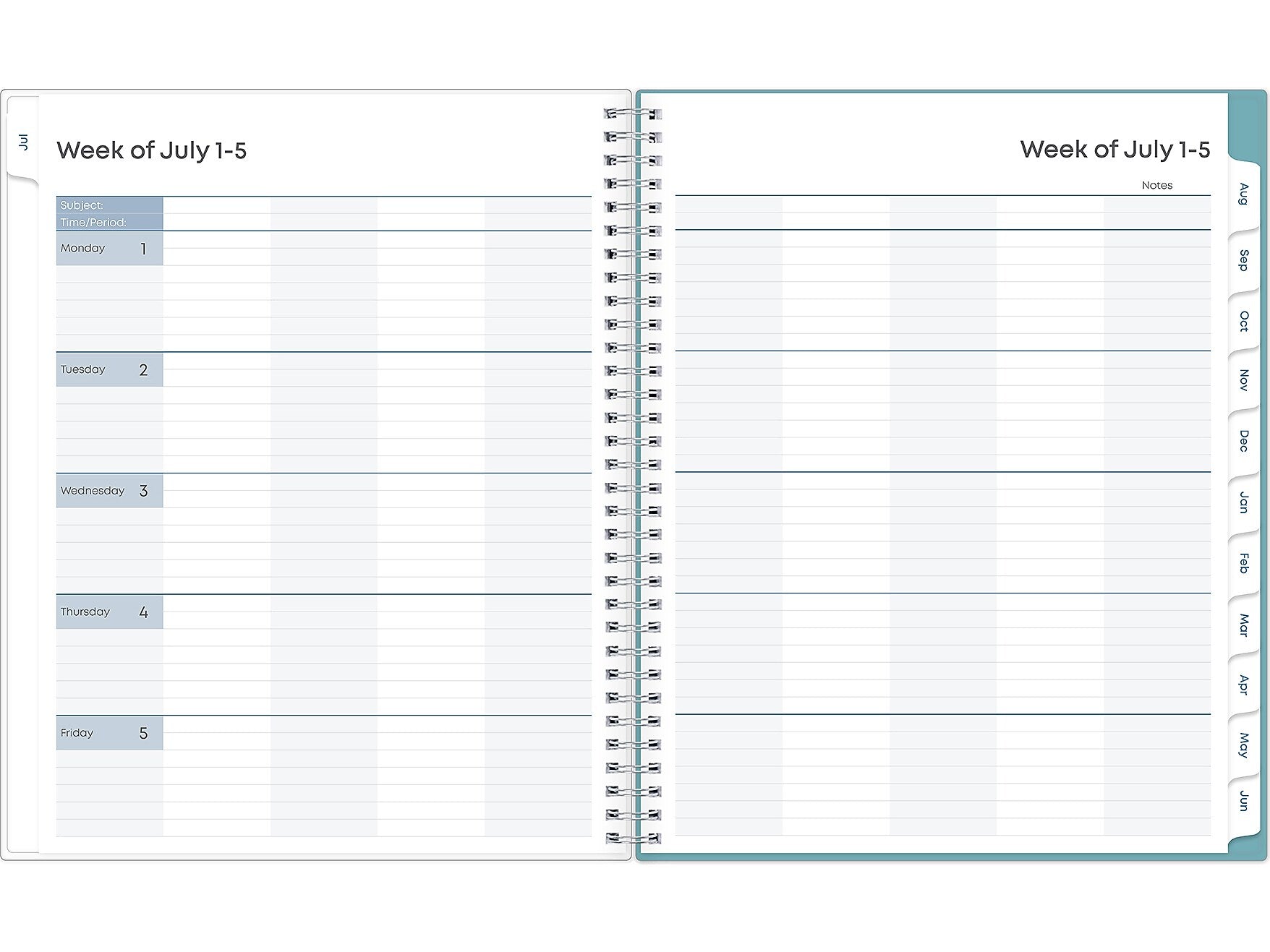 2024-2025 Blue Sky Teacher Lesson Dots 8.5" x 11" Academic Weekly & Monthly Planner, Plastic Cover, Multicolor (100330-A25)