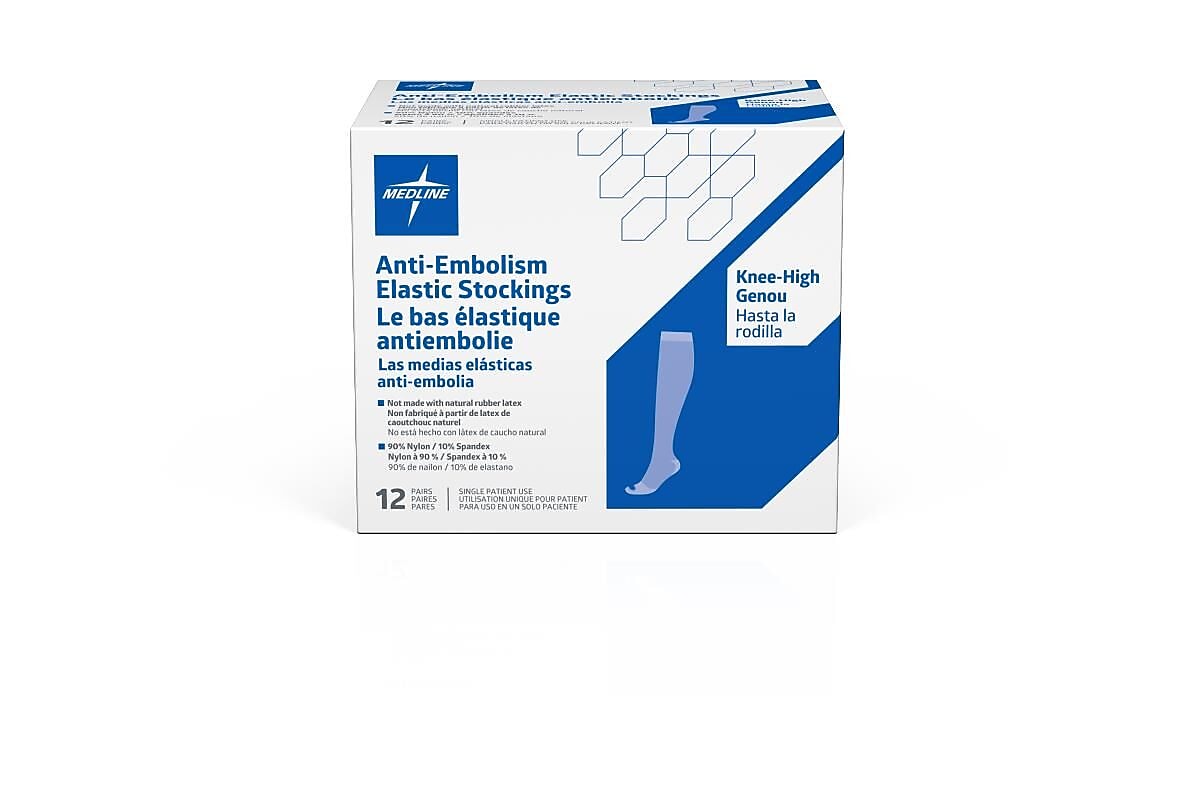 EMS 15mmHg Knee High Anti-Embolism Stockings, White, Large, Long Length (MDS160668H)