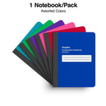 Staples Poly Composition Notebook,  7.5" x 9.75", Wide Ruled, 80 Sheets, Assorted Colors, 24/Carton (41634CT)