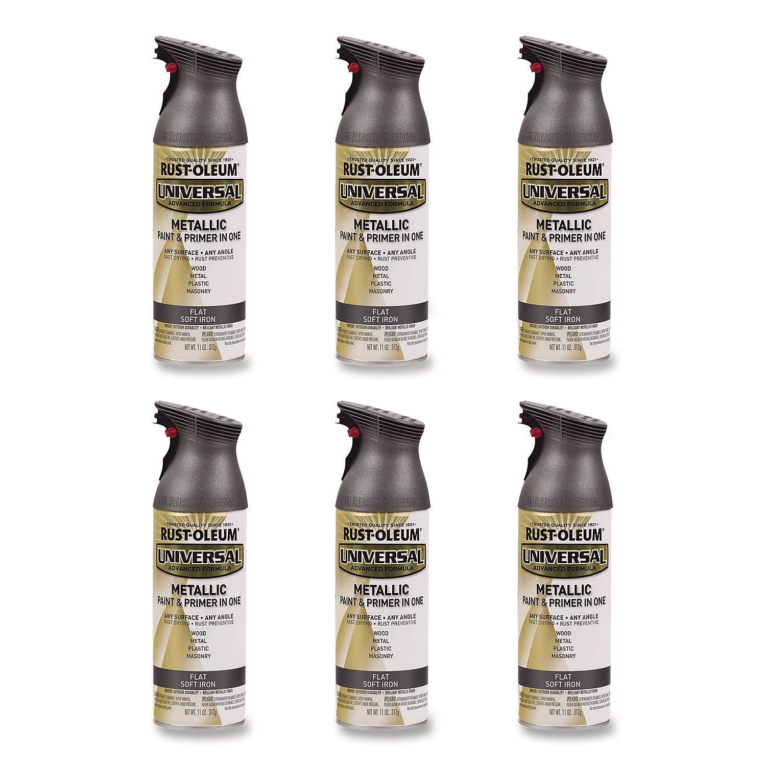Rust-Oleum Universal Premium Spray Paint, Iron, 12 oz., 6/Carton (271473)