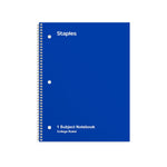 Staples 1-Subject Notebook, 8" x 10.5", College Ruled, 70 Sheets, Blue (ST27500C)