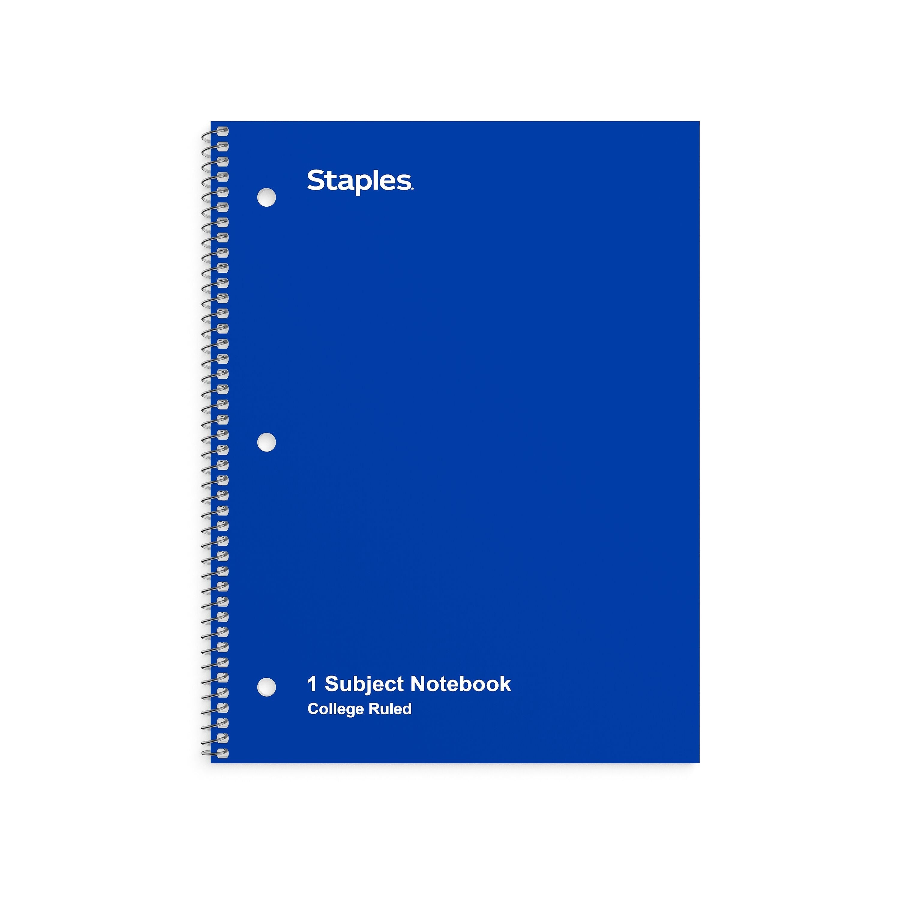 Staples 1-Subject Notebook, 8" x 10.5", College Ruled, 70 Sheets, Blue (ST27500C)
