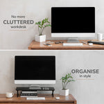 Anji Mountain Acacia Wood & Metal Monitor Stand, Up to 32" Monitor, Black (MS-BLK-04BLK)