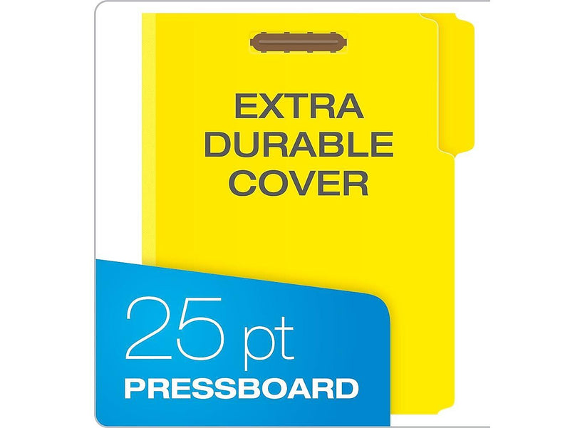 Pendaflex Recycled Pressboard Fastener Folders, 1/3-Cut Tab, Letter Size, Yellow, 25/Box (15939GW)