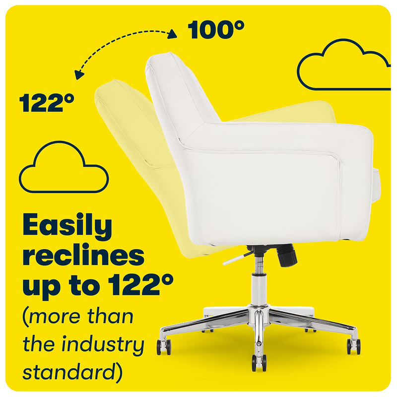 Serta Style Ashland Bonded Leather Swivel Computer and Desk Chair, White (47140E)