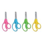 For Kids Scissors Teacher's Pack, Rounded Tip, 5" Long, 1.75" Cut Length, Straight Assorted Color Handles, 12/Pack