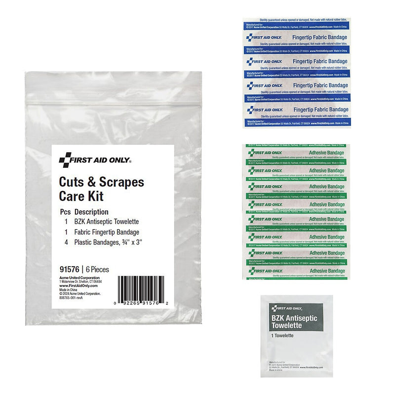 First Aid Only Cuts and Scrapes Care Kit, 6 Pieces, 25 Packs/Carton (91576)