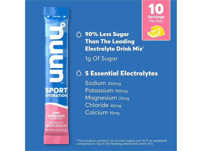 Nuun Sport Hydration Pink Lemonade Electrolyte Powder Drink Mix, 0.17 oz., 10 Packets/Box (12559317)