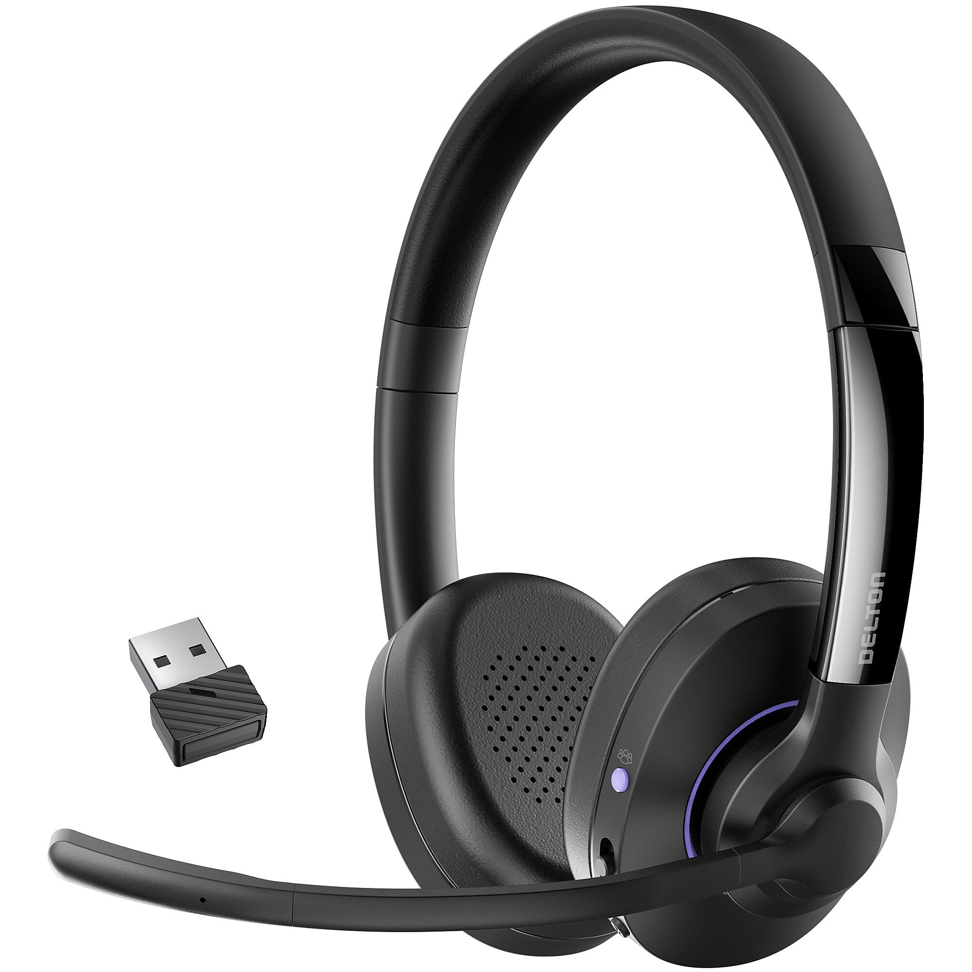 Delton 60X Stereo Noise Canceling Bluetooth Computer Headset - Compatible with MS Teams, Black (DBTHEAD60XBTDL)